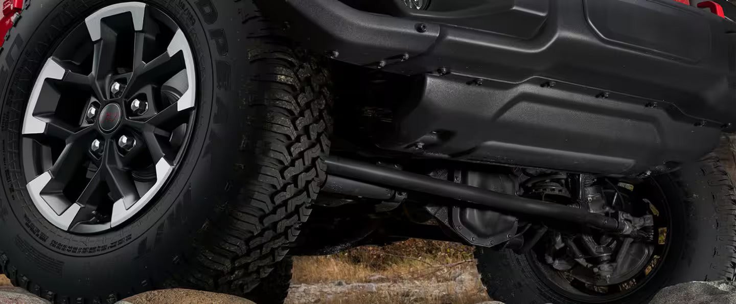 the front skid plate of a jeep gladiator