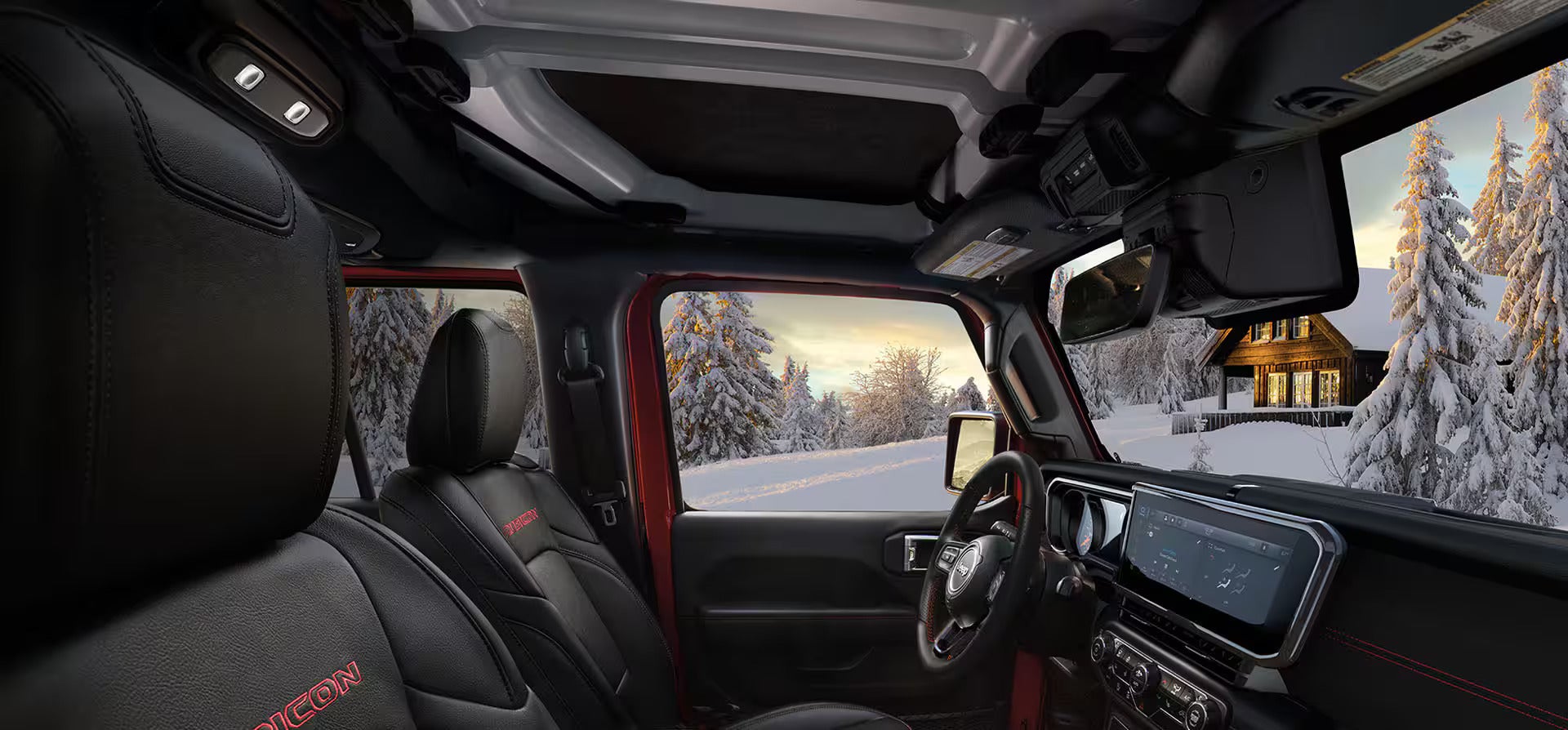 side profile of the front interior of a jeep gladiator