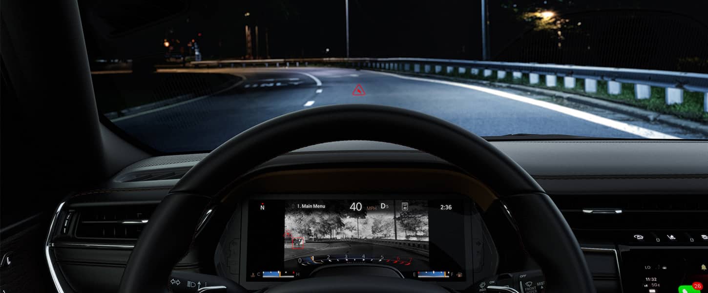 heads up display on a jeep grand cherokee at night