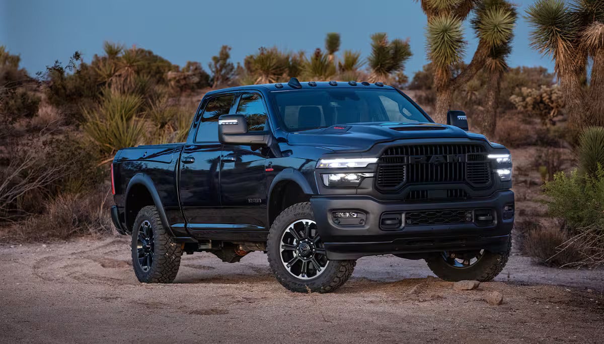a black 2026 Ram 2500 parked in the desert